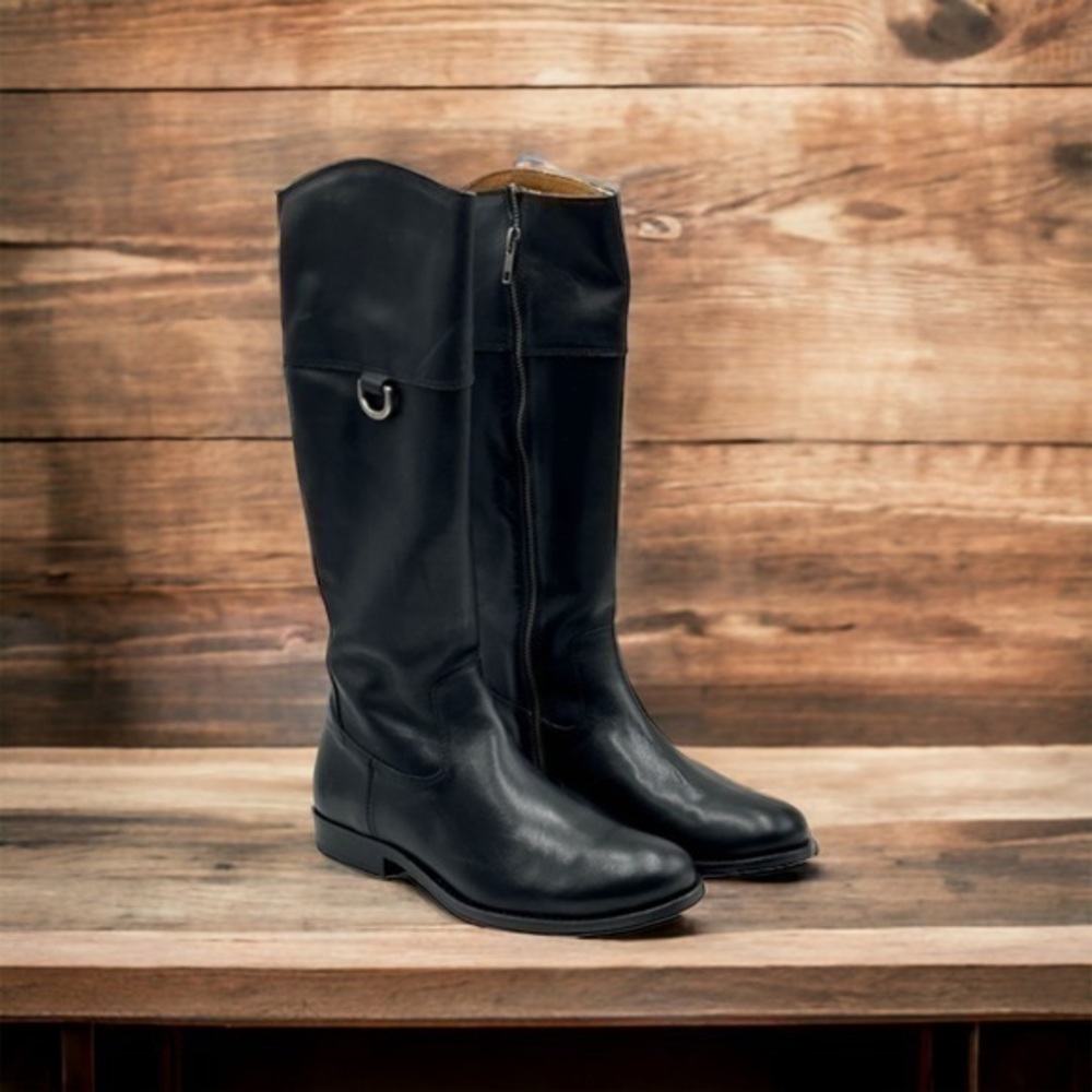 FRYE Melissa D Ring Tall Knee High Boots Black Genuine Leather NIB